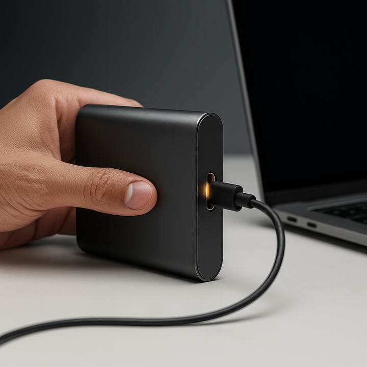 Ultrahurtig bærbar SSD med USB-C for hurtig dataoverførsel og backup. Perfekt til mobiltilbehør.