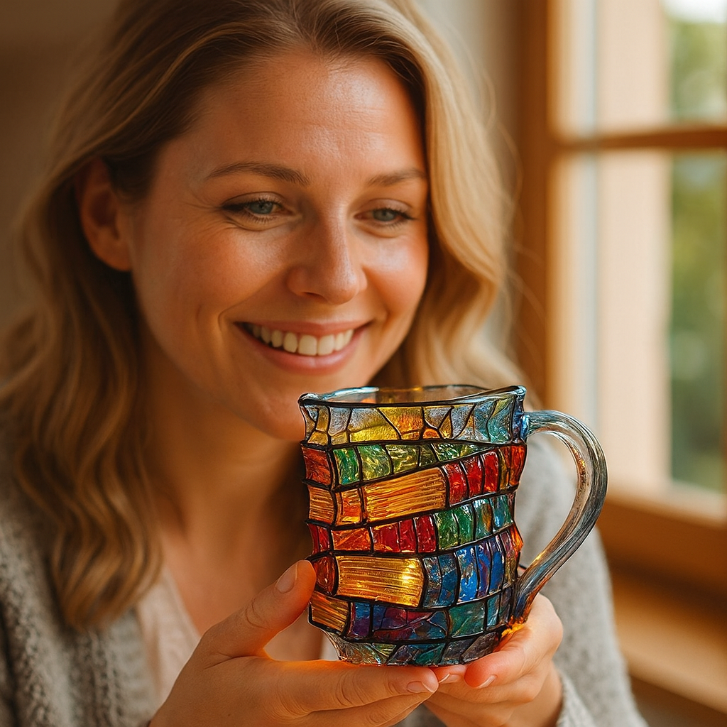 Unik bogkop formet som en bog med dampende kaffe. Ideel til hyggelig læsning for bogorme og litteraturelskere.