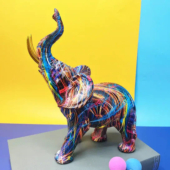 Kunstnerisk elefant skulptur, håndlavet dekoration. En unik tilføjelse til moderne boligdesign.