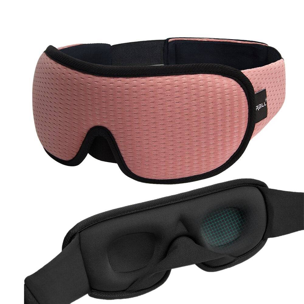 Blød memory skum 3D sovemaske, der former sig efter ansigtet og sikrer trykfri afslapning.