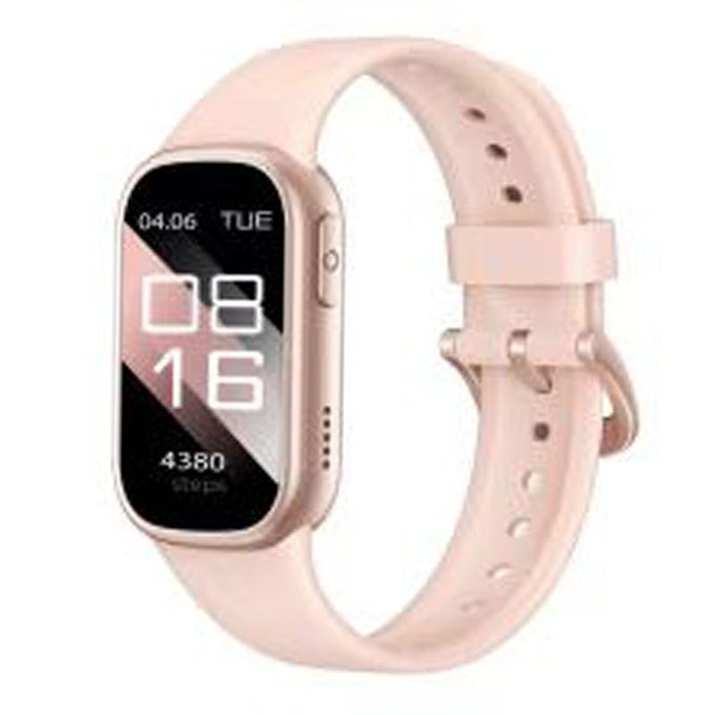 Billede af et AquaFit smartwatch på et håndled, fremhæver dets holdbarhed og funktioner som en aktivitetstracker.