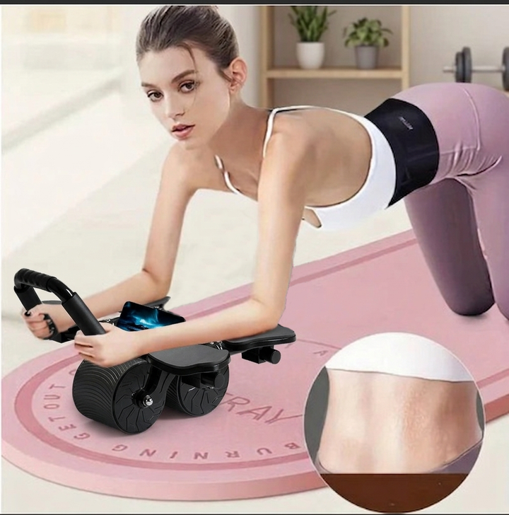 Robust unisex coretræner med dobbelt hjul, ideel til helkropstræning og fedttab derhjemme. Fitnessudstyr.