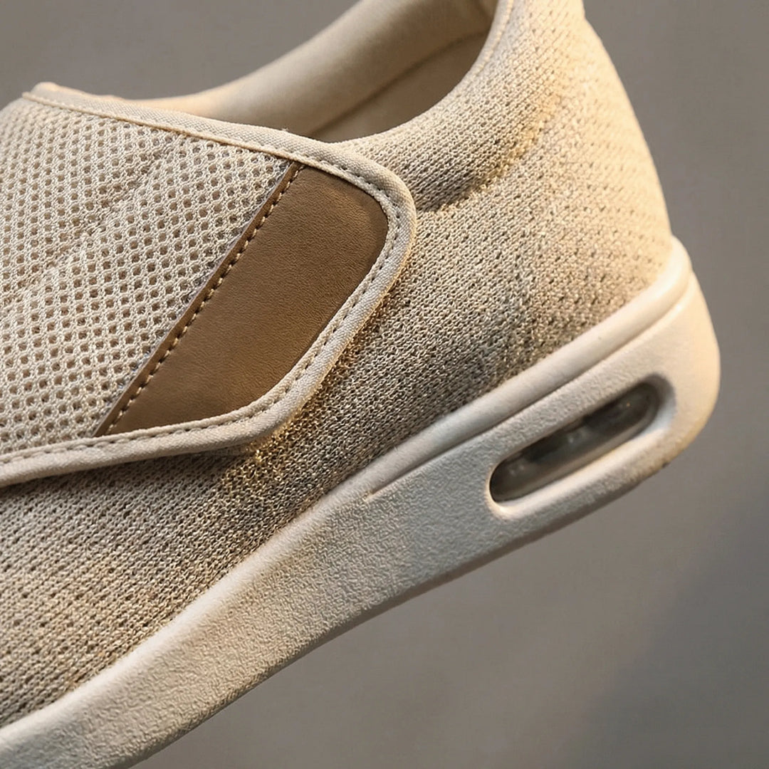 Diabetikervenlige sneakers med nem velcro, fodvenligt design for smertelindring og optimal komfort.