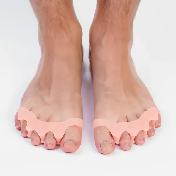 Ergonomiske tåseparatorer i blød gel for knystlindring og bedre tåjustering, unisex.