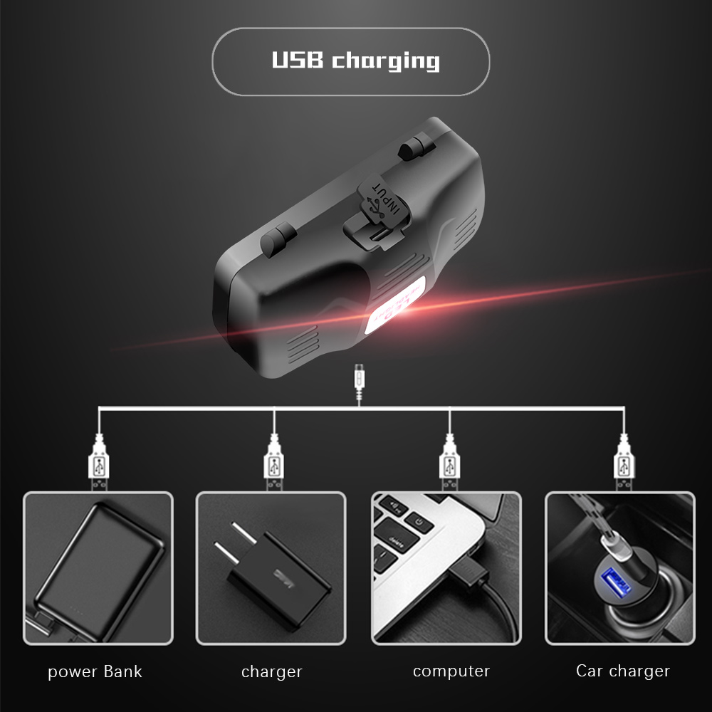 Smart LED hovedlampe med sensorfunktion, genopladelig og kraftig til eventyr og udendørs brug.