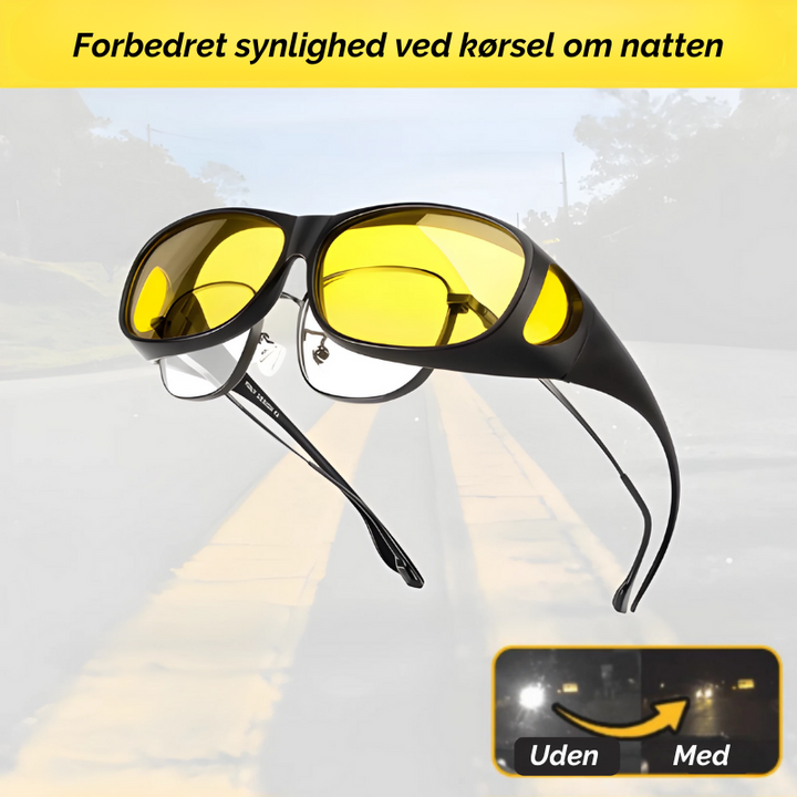 Unisex nattesynsbriller for sikker natkørsel; reducerer blænding og forbedrer synet.