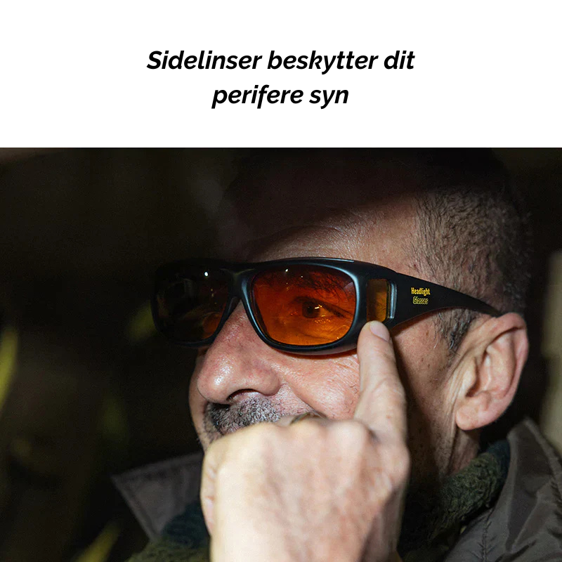 Polariserede kørebriller mod genskin, ideelle til natkørsel og synsforbedring.
