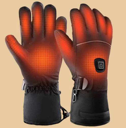 Unisex opvarmede vinterhandsker i sort til udendørs sport, beskytter mod kulde og sikrer varme.