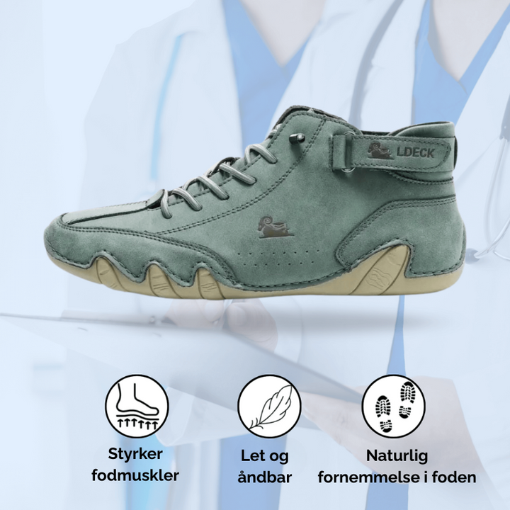 Unisex sko designet til knyster, platfod & ledsmerter. Fremmer en naturlig og smertefri gangart.