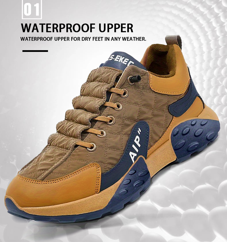 Ortopædiske sneakers med buestøtte og stødabsorbering for smertelindring.