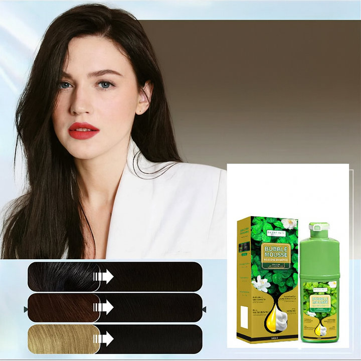 Kastanjebrun plantebaseret skumfarve. Giver glansfuldt hår og dækker grå hår for et naturligt look.