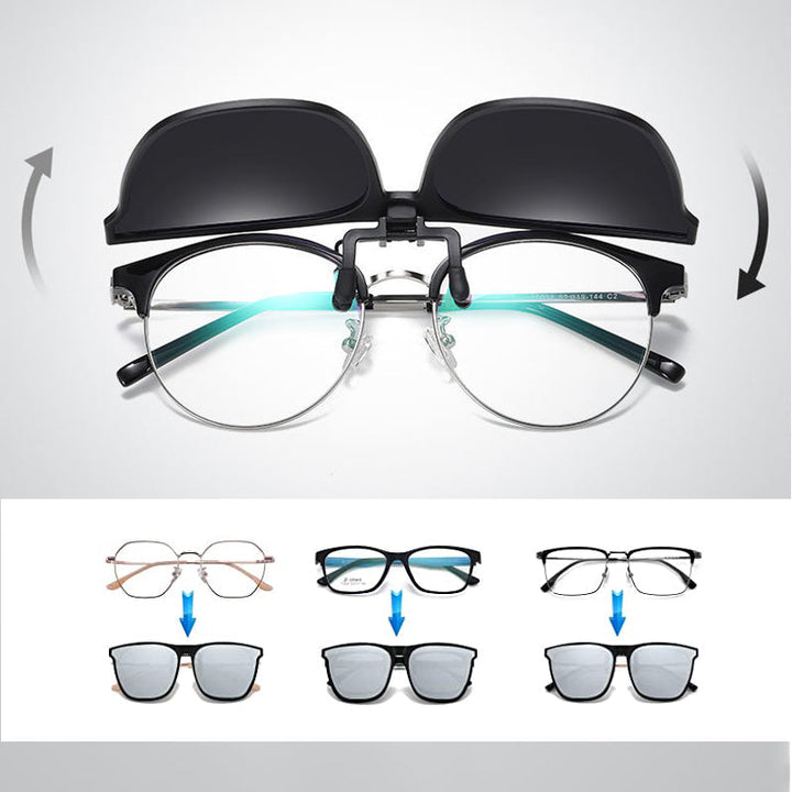 Letvægts solbrilleclips der nemt klipses på dine briller for øjeblikkelig UV-beskyttelse. Unisex model.