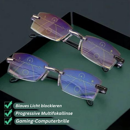 Ultralette unisex progressive briller. Multifokal linse sikrer krystalklart syn og komfort.