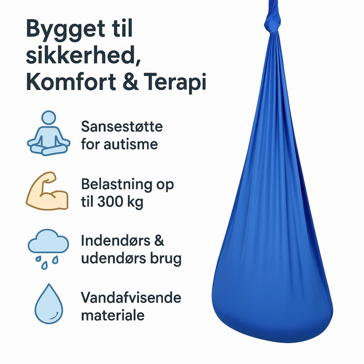 Unisex terapi gynge til sanseintegration, indendørs og udendørs. Giver komfort og velvære.