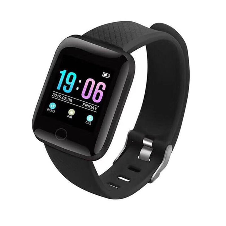 Unisex fitness tracker på håndled under løb; måler præcist puls og aktivitet.