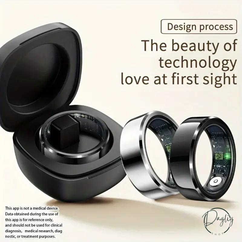 Diskret fitness tracker i form af en smart ring. Ideel til aktiv livsstil og digital sundhed.