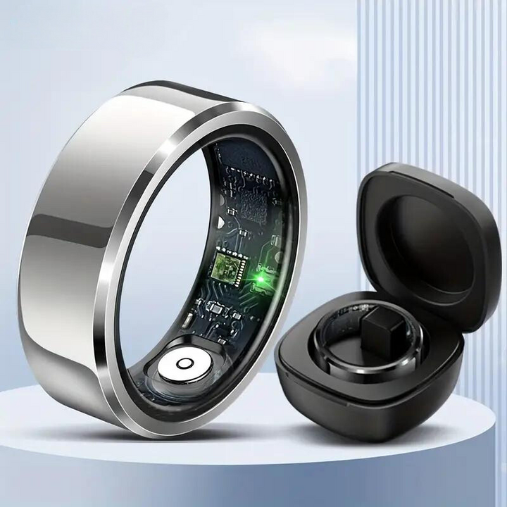 Digital sundhed lige ved hånden med denne elegante unisex smart ring. Spor din puls.