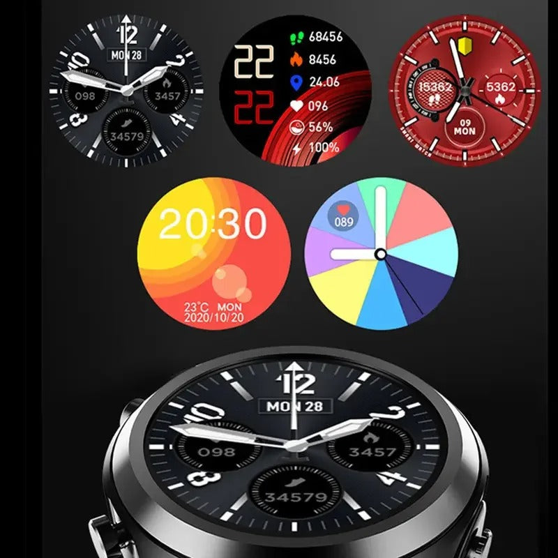 Stilrent unisex smartwatch m. trådløse øretelefoner, der passer til alle håndled og livsstile. Moderne teknologi.