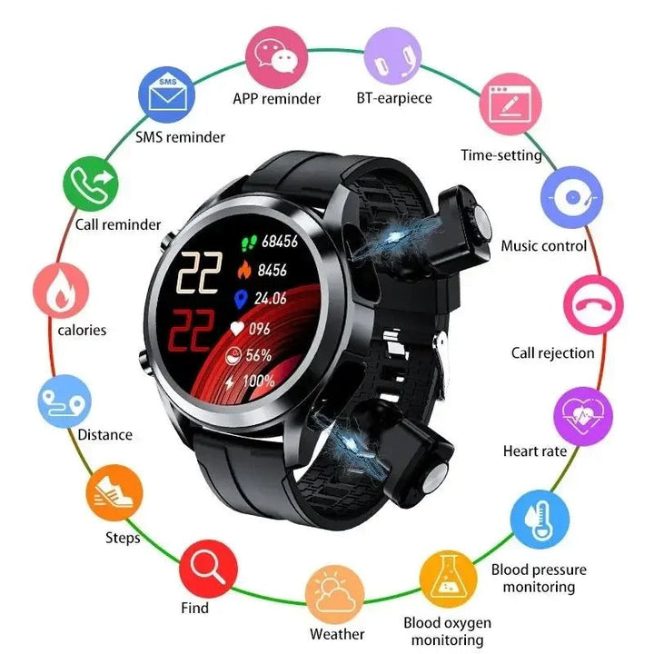 Oplev frihed m. unisex smartwatch. Håndfri opkald og musik via trådløse øretelefoner og fitness tracking.