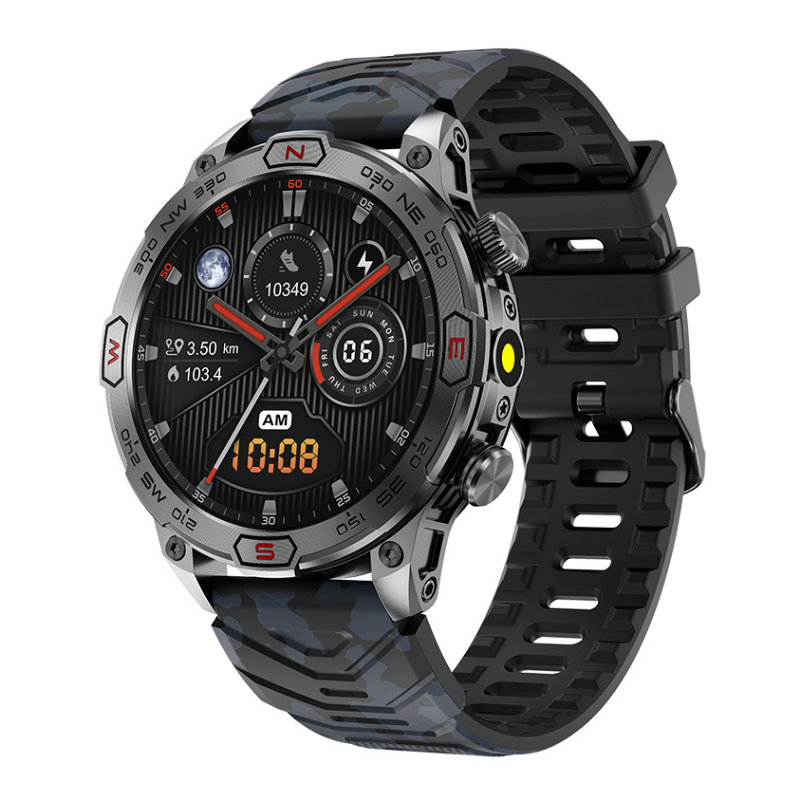 Sort unisex smartwatch med indbygget GPS til præcis rutesporing under løb og outdoor aktiviteter.