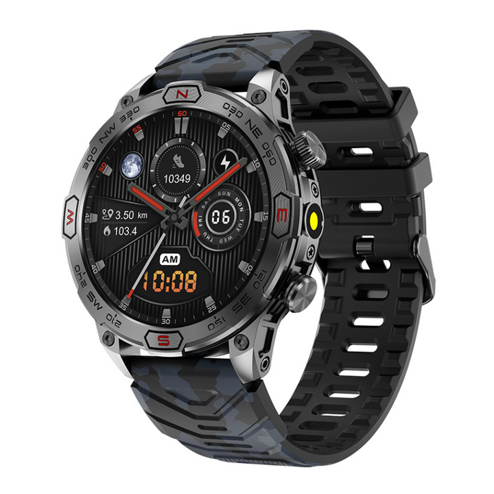 Sort unisex smartwatch med indbygget GPS til præcis rutesporing under løb og outdoor aktiviteter.