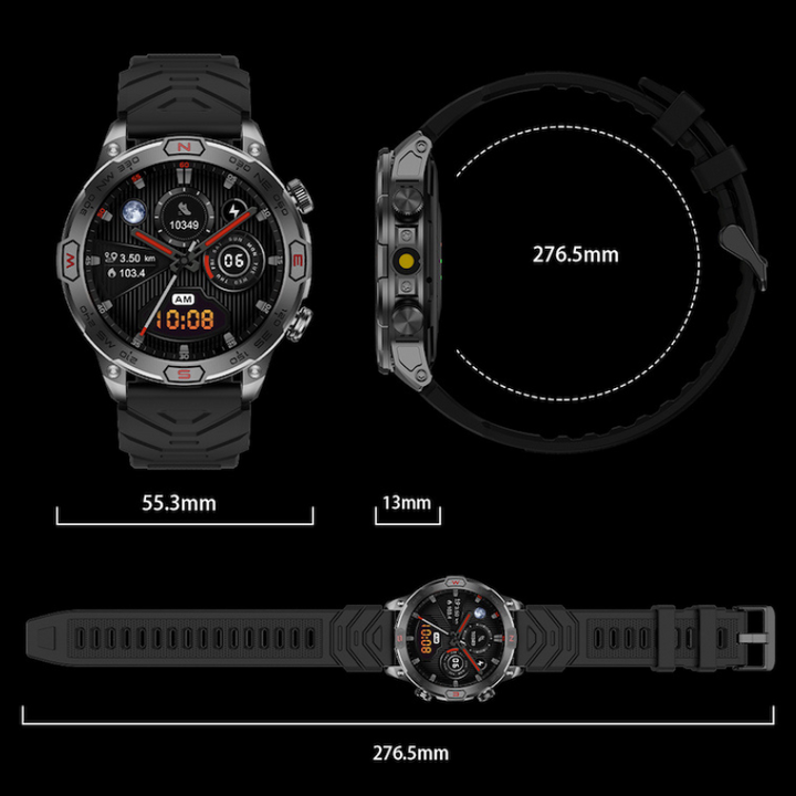Stilrent digitalt ur med sort rem. Smartwatch designet til at sidde komfortabelt på ethvert håndled. Moderne teknologi.