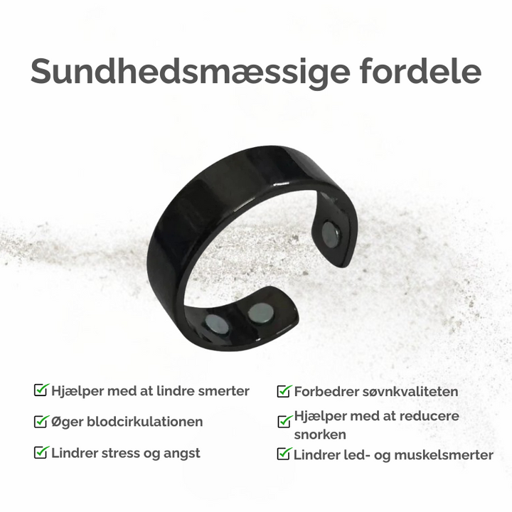 Elegant unisex sundhedsring, der anvender magnetterapi for at fremme cirkulation og energi.