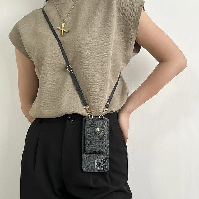 Unisex telefon crossbody taske med justerbar rem & kortholder. Perfekt håndfri løsning til hverdagsbrug.