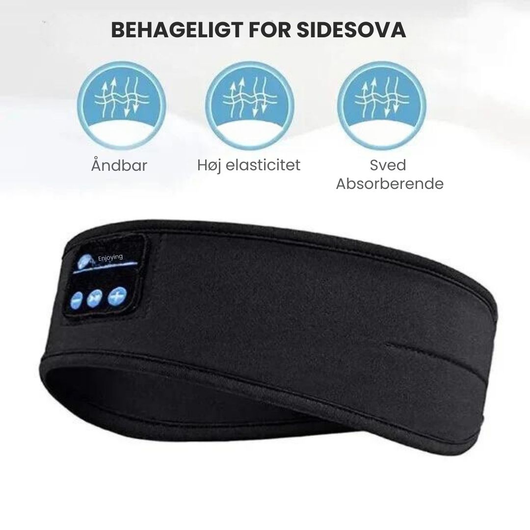 Blød sovemaske med støjreducerende trådløse hovedtelefoner, perfekt til afslapning.