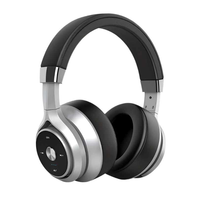 Stilrene trådløse hovedtelefoner i sort/grå over-ear design. Giver komfortabel pasform og fremragende lydoplevelse.