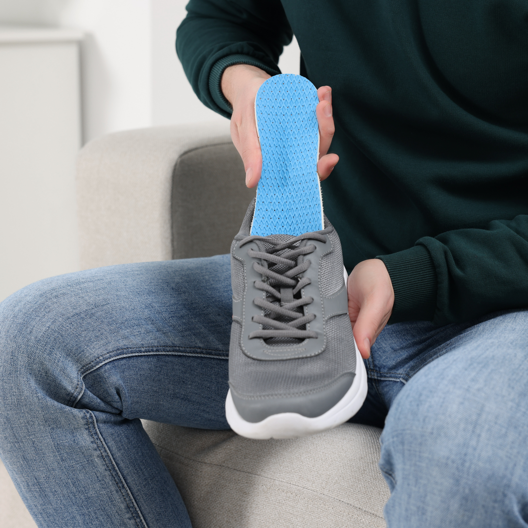 Ergonomiske indlægssåler til fodstøtte, effektiv trykaflastning ved hælspore, platfod og ømme fødder.