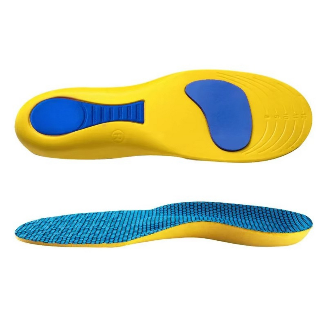 Universal unisex indlægssåler med ergonomisk design for fodpleje og optimal støtte i sportssko.