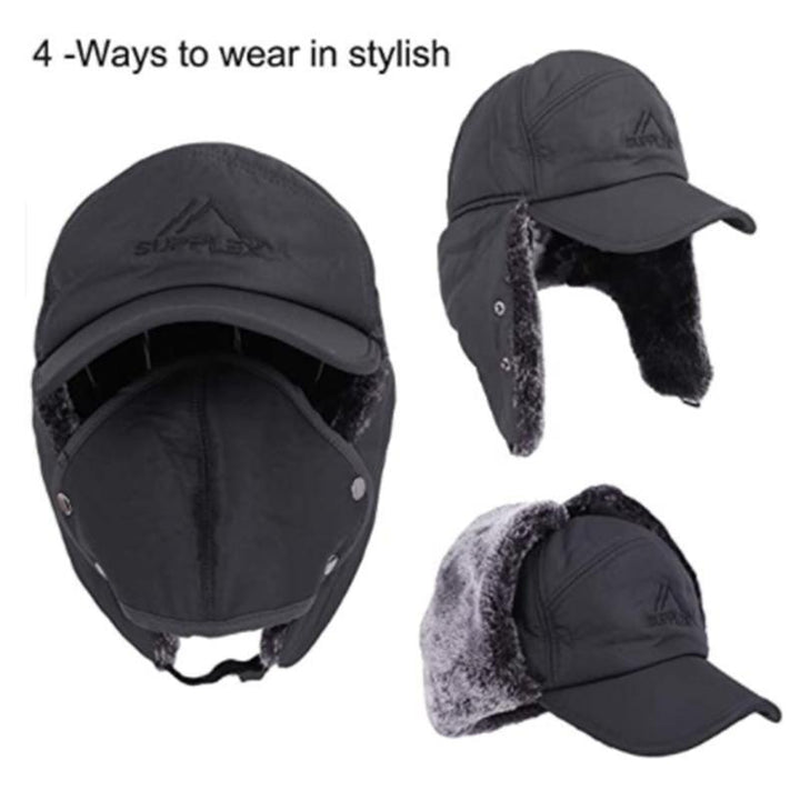 Varm unisex vinterhue med ansigtsmaske og øreklapper; perfekt til skiløb, cykling og koldt udendørs.