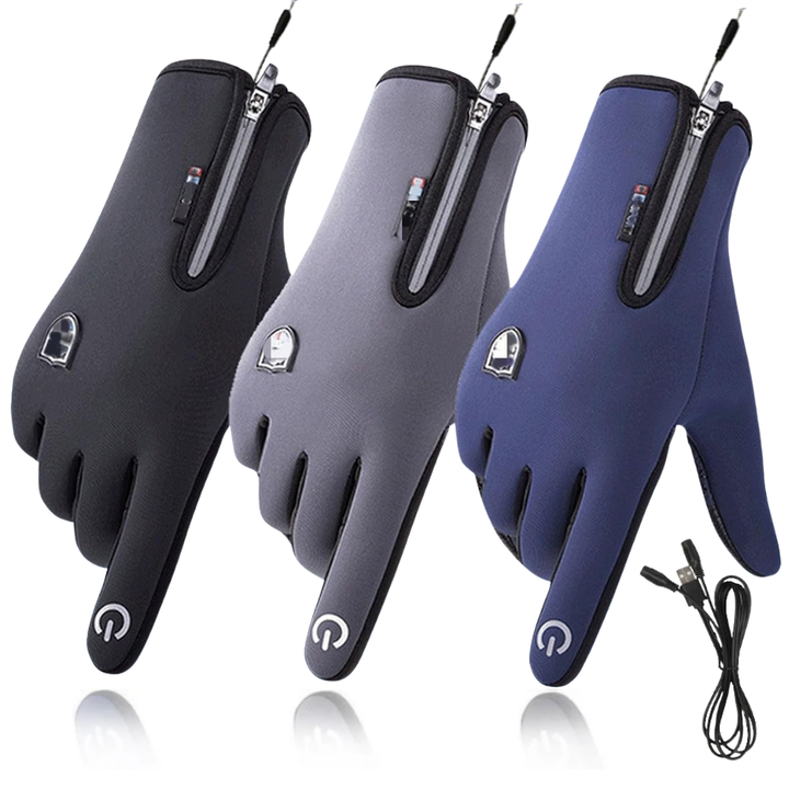 Unisex vinterhandsker med USB-varme og touchscreen-funktion, ideelle til udendørs sport.