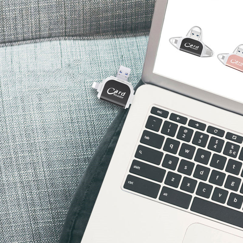 StreamSlide rejsegadget: Universal SD-kortlæser og Micro SD-læser med Lightning/USB-C.