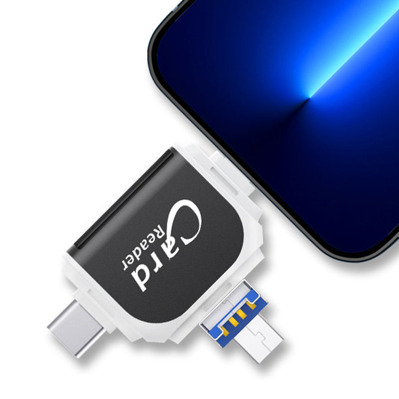 Multifunktionel kortlæser til alle dine enheder. SD, Micro SD, USB-C, Lightning adapter.