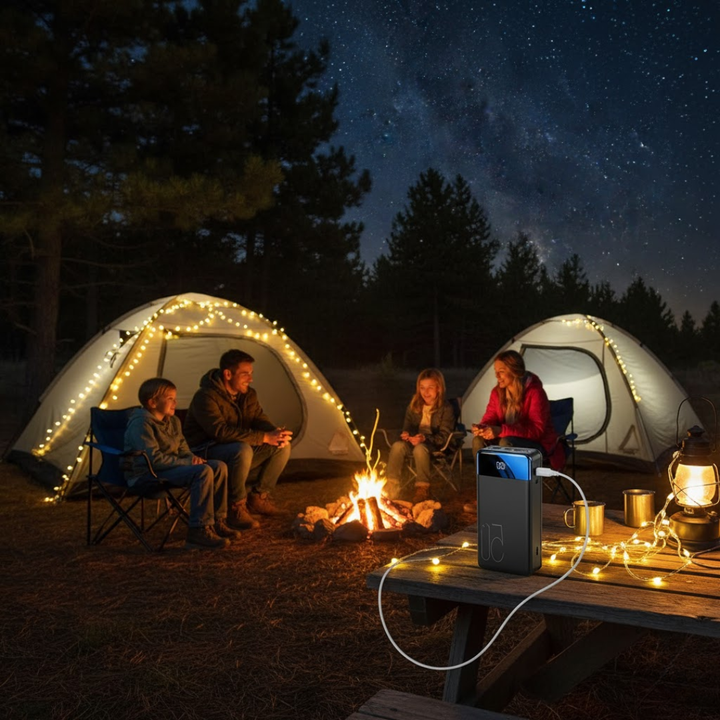 Robust 50.000mAh powerbank til outdoor og camping. Nødstrøm til mobil og USB-gadgets. Din bærbar strømforsyning.