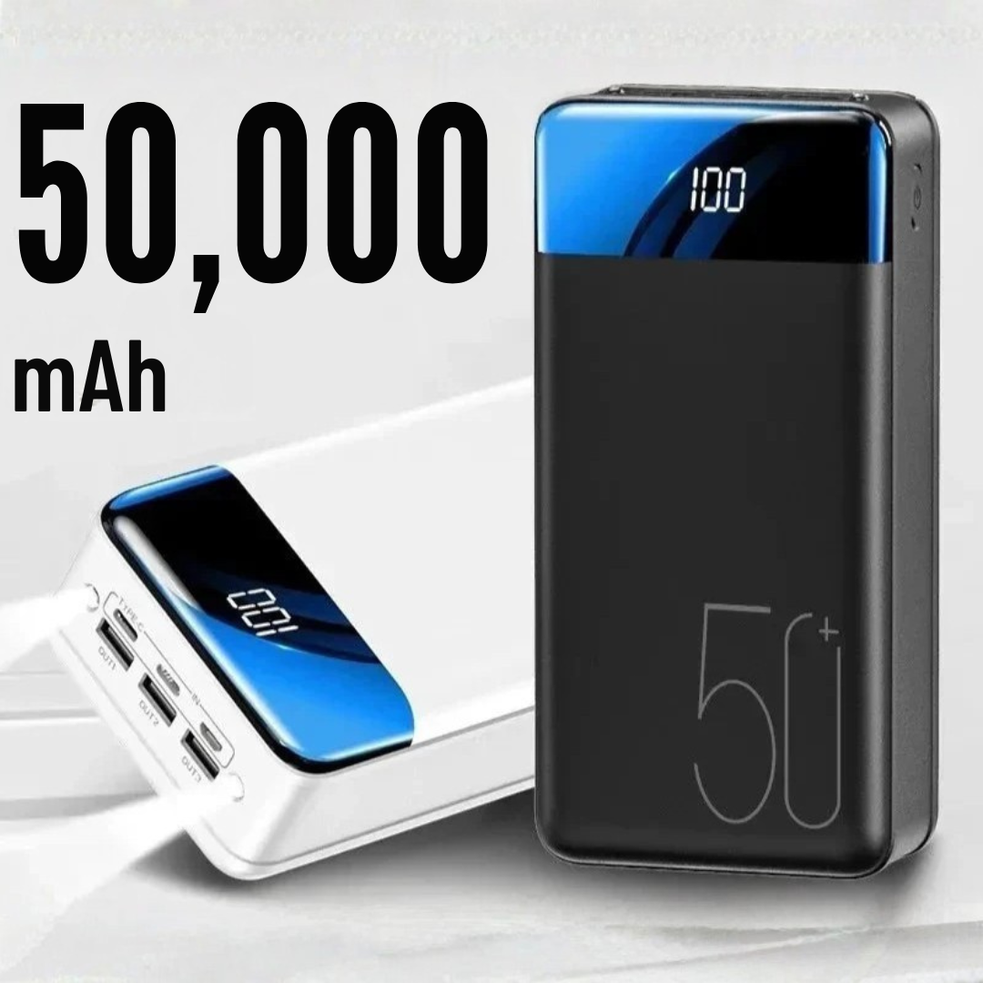 Stor kapacitet 50.000mAh powerbank. Giver kraftfuld, bærbar opladning til alle dine elektroniske enheder overalt.