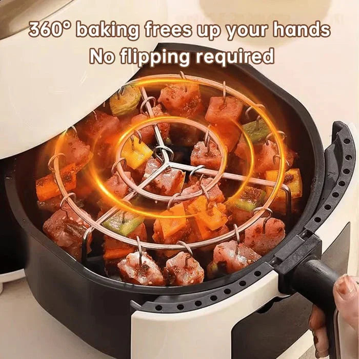 Køkken gadget: universal spydholder til airfryer, perfekt til kebab, fisk og grøntsagsspyd.