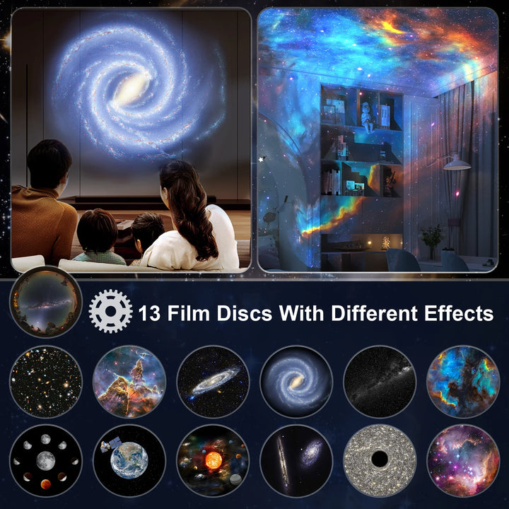 13-i-1 Planetarium Projektor viser HD stjernehimmel og galakse; ideel universlys og rumdekoration for alle rum.