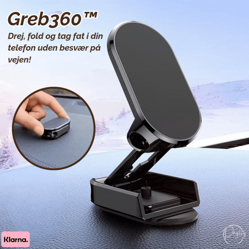 Universal magnetisk bilholder i sort metal, foldbar og justerbar for nem navigation.
