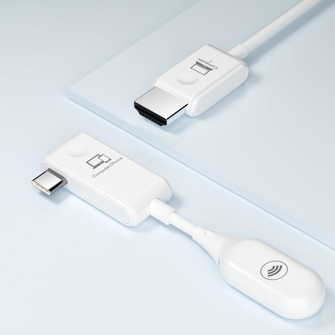 Eliminer kabelrod med denne trådløse HDMI skærmdeler. Nyd nem Full HD skærmspejling og overførsel via USB-C.