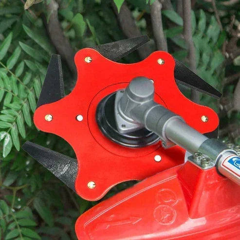 Robust universal trimmerhoved til græstrimmer med 6 blade. Ideel til effektiv havepleje og ukrudtsfjerner.