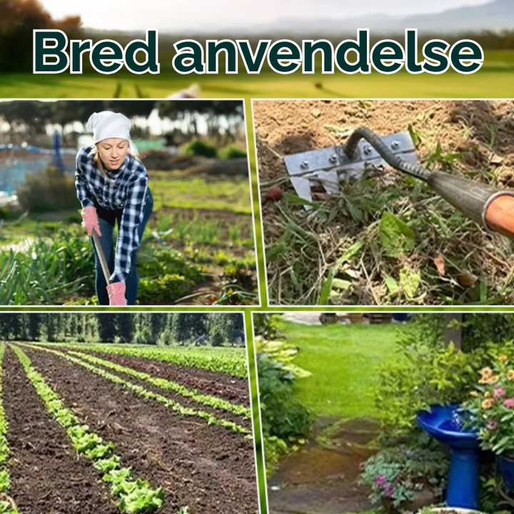Robust havehakke til effektiv fjernelse af ukrudt og løsning af jord. Uundværligt redskab til havearbejde.