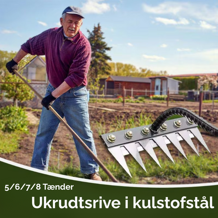 Ergonomisk havehakke i holdbart kulstofstål for komfortabel og effektiv jordbearbejdning i haven.