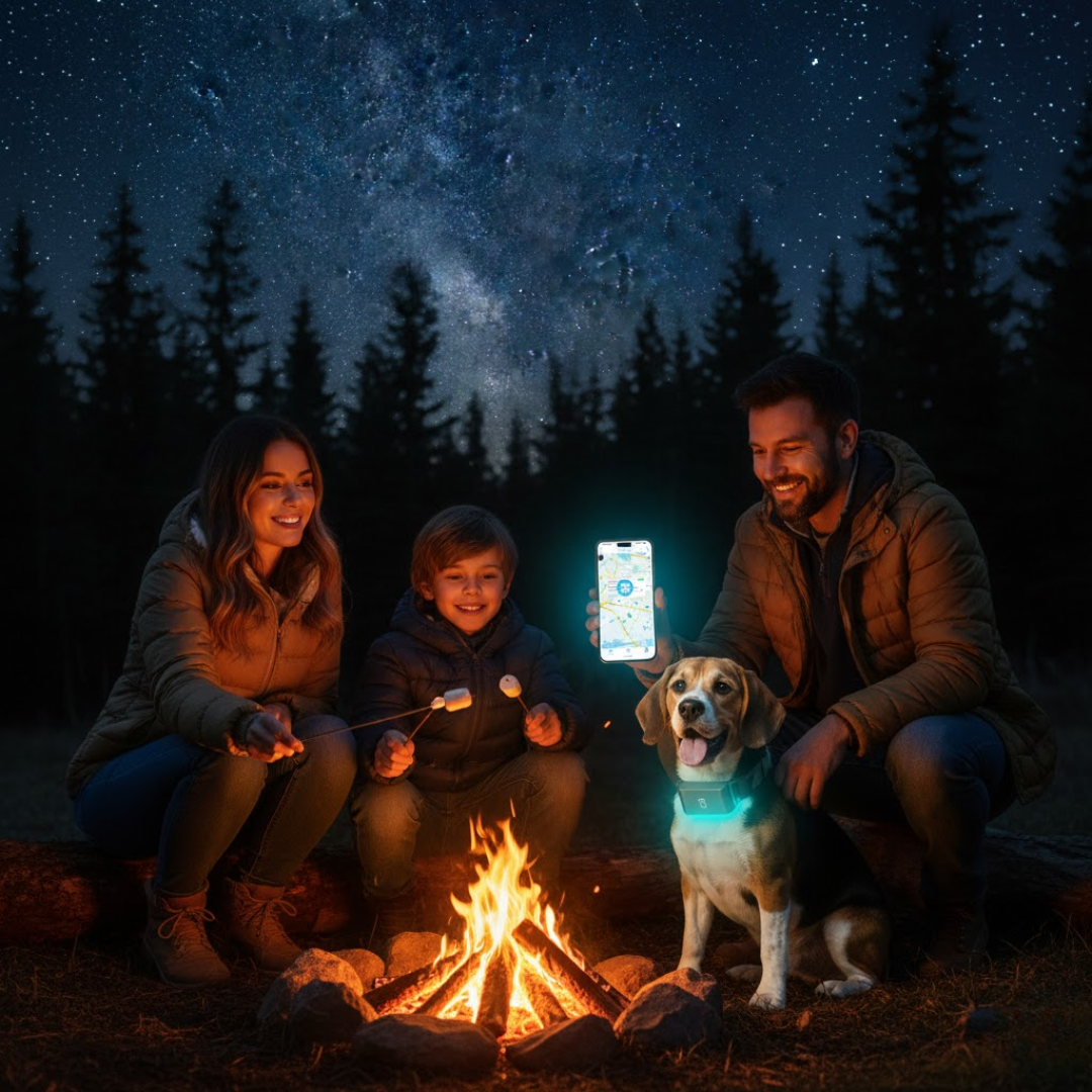 Vandtæt GPS-tracker til hund og kat, perfekt til udendørs eventyr.