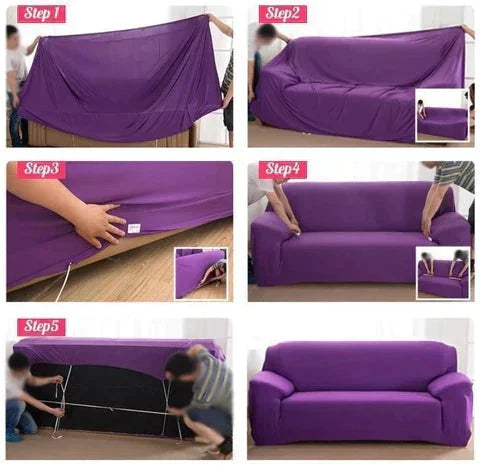 Detaljebillede af det strækbare polyester sofaovertræk, der viser vandtæt tekstur og kvalitet.