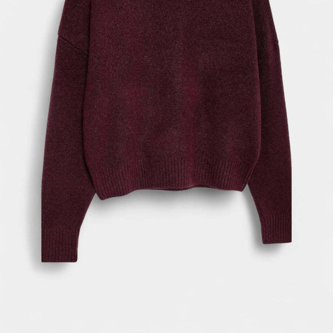 Blød rullekrave dametrøje i strik. Perfekt til afslappet hygge eller en elegant aften ude. Varm og stilfuld.