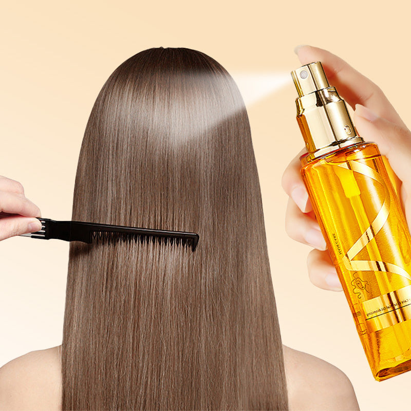 VelvetLuxe håreliksir for nem styling og luksuriøs glans. Gør håret silkeblødt og krusfrit. Til kvinder.