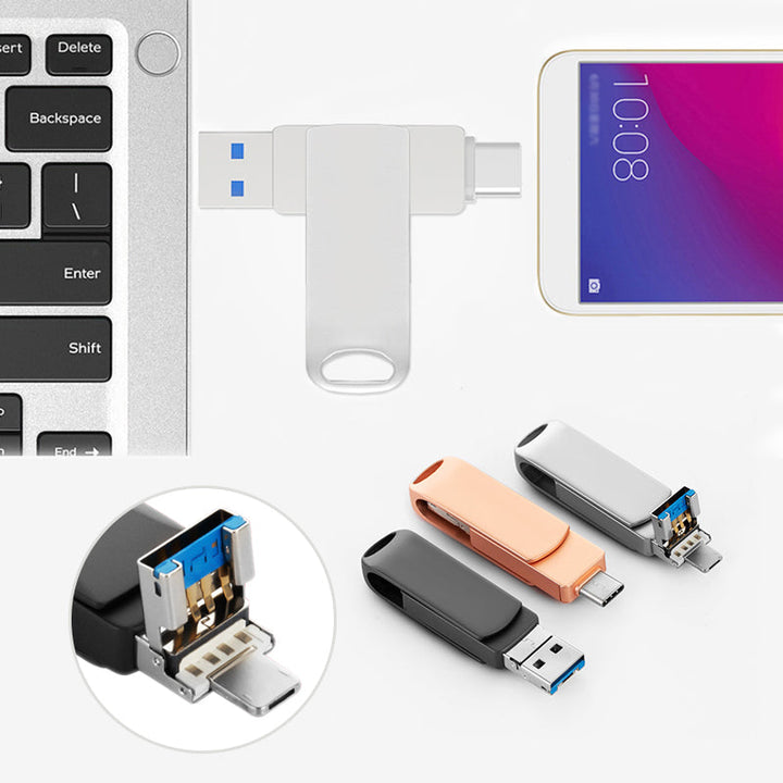 Gem og del data hurtigt med VersaLink 4-i-1 universal USB-C, Lightning, Micro-USB filoverførselsgadget.